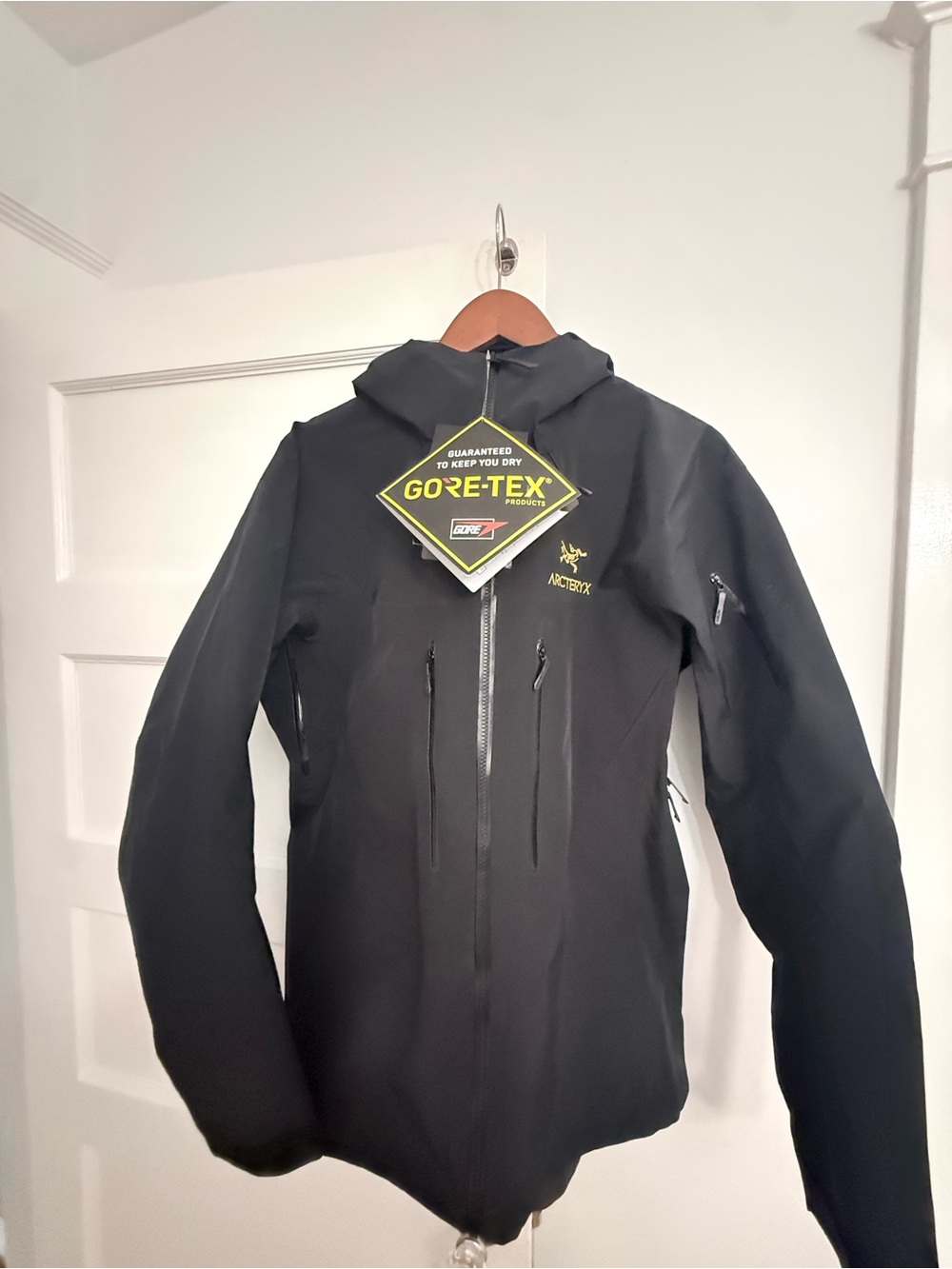 Arc'teryx Men's Endorphin Black Gore‑Tex Shell Jacket with Hood (fits like L)